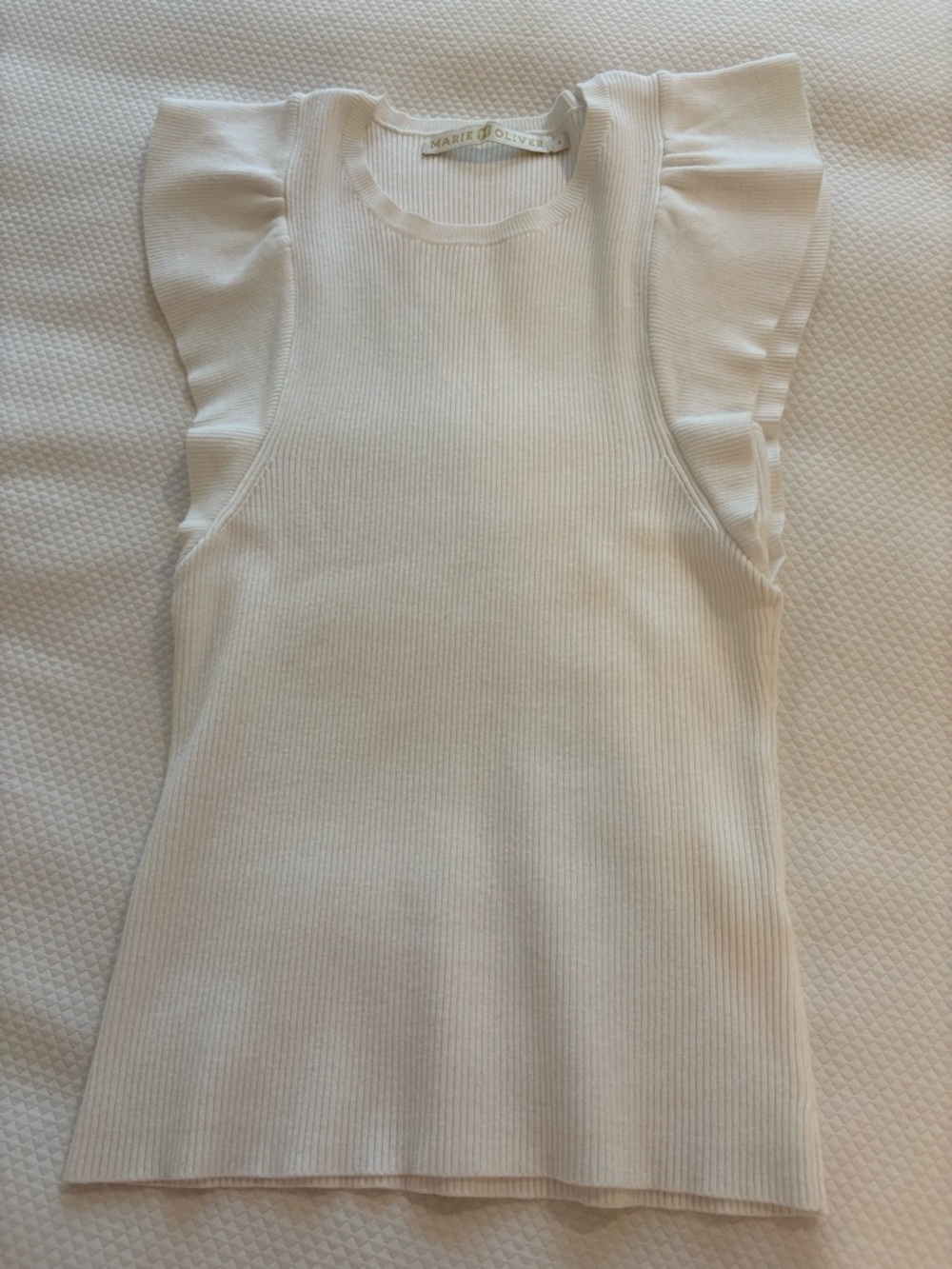 Marie Oliver Cream / Soft White Ribbed Knit Top